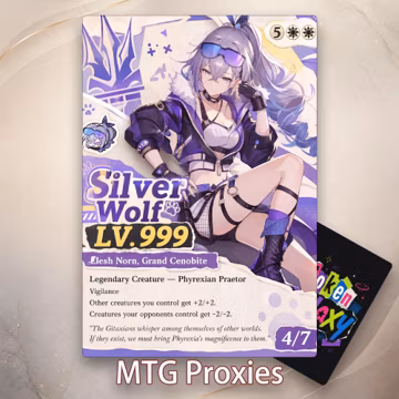 MTG Proxy Card, Cyberpunk Anime Card, Sci Fi Hacker Character TCG Collectible Card, Silver Wolf Custom Card