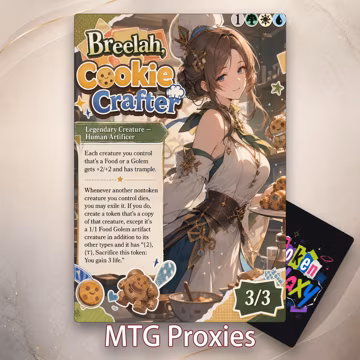 MTG Proxy Card, Cute Fantasy TCG Card, Cookie Crafter Food Golem Card, Custom Legendary Creature Card, Fantasy Proxy