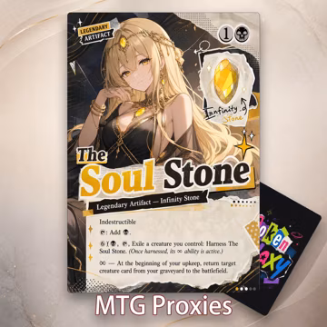 The Soul Stone,MTG Proxy Card, Legendary Artifact Card, Soul Stone Fantasy TCG Card, Magical Gemstone Relic, Custom Proxy Card