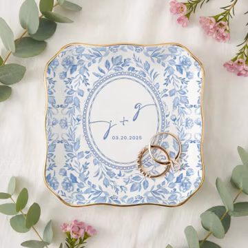 Ring Dish: Wedding and Engagement Keepsake (White Ceramic, Multiple Shapes)