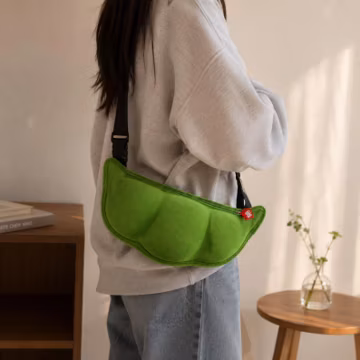 Funny Pea Pod Shoulder Purse, Cute Edamame Crossbody Bag, Fun Gift Idea