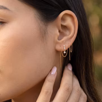 18K Gold Filled 3-Piece Dangle Chain Earrings Set, Delicate Minimalist Drop Jewelry, Lightweight Elegant Stacking Ear Accessories