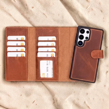 Leather Samsung Galaxy S25 Ultra Wallet Case: Detachable Magnetic Design