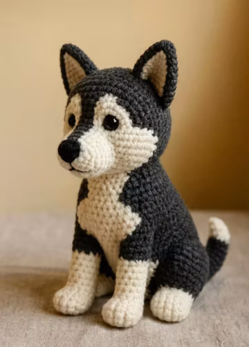 Husky Dog Amigurumi Crochet Pattern – Puppy Plush (PDF Download)