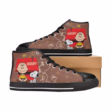 Cartoon Dog Snoopy High Top Canvas Sneakers Custom Shoes