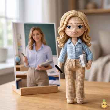 Custom Portrait Crochet Doll From Photo, Handmade Unique Memory Gift