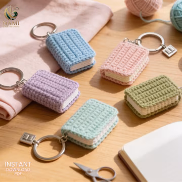 Crochet Book Keychain Pattern PDF | Mini Book Bag Charm | Amigurumi Book Keychain | Beginner Crochet Pattern | Book Lover Gift