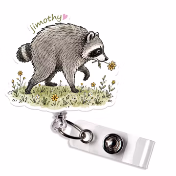 Jimothy The Raccoon Badge Reel Funny Seattle Trash Panda Meme Wildlife Animal Lovers Badge Holder Gift for Nurse Teacher