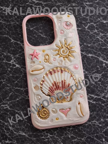 Handmade Seashell Resin Phone Case, Ocean Inspired Coastal iPhone Cover