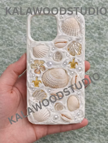 Handmade Resin Shell iPhone Case, Coastal Beach Ocean Cover