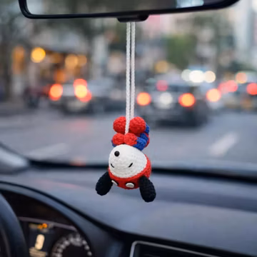 Spider Crochet Car Hanging – Handmade Spider Dog Rearview Mirror Charm, Cute Car Accessory