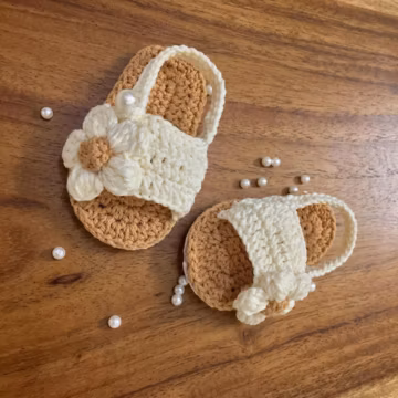 Crochet Flower Baby Sandals – Handmade Open-Toe Infant Shoes, Summer Baby Gift, Baby Girl Shower, Soft Newborn Shoes 0-16 Months