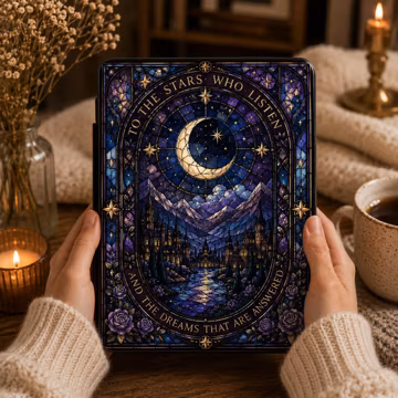 ACOTAR Inspired Kindle Case, Night Court Stained Glass Kindle Cover, To The Stars Who Listen, Bookish Fantasy Reader Gift