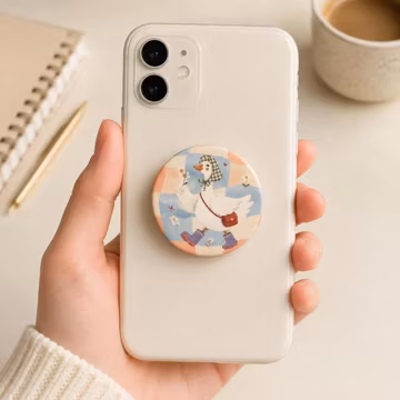 Cute Goose Phone Grip, Cottagecore Phone Holder, Vintage Gingham Duck Phone Stand, Floral Farm Animal Gift, Goose Lover Accessory