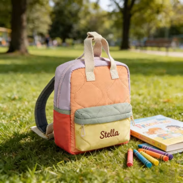 Personalized Toddler Backpack with Name, Color Block Kids School Bag, Lightweight Preschool Backpack Gift