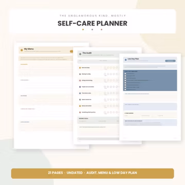 Self Care Planner Printable PDF | Wellness Planner | Mental Health Journal | Self Care Workbook | A4 Digital Download | 21 Pages