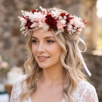 Dried Flower Crown With Preserved Flowers For Boho Wedding Hairstyle And Bridal Headband