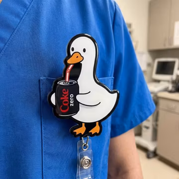 Cute Duck Coke Zero Badge Reel Acrylic Retractable ID Holder Funny Goose Soda Can Nurse Badge Clip Gift