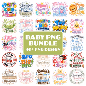 Baby PNG Bundle 40+ Designs, Newborn Sublimation PNG, Baby Shower Graphics, Funny Baby Quotes, Baby Onesie Design, Boy Girl Nursery PNG,