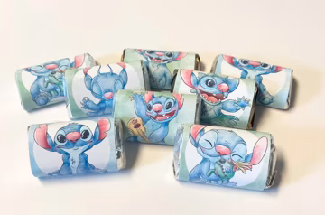 Stitch Mini Candy Bar Wrappers for Showers Party Events Favors Gifts -Set of 50 *Chocolates Not Included* Personalized