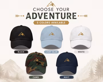 Embroidered Peak Dad Hat, Hiking Gift, Camping Apparel, Nature Lover Accessory, Minimalist Headwear