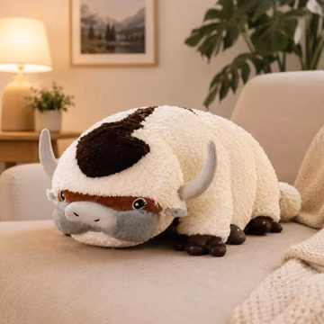 Appa Plush Toy, Avatar Inspired Soft White Fleece Bison Stuffed Animal