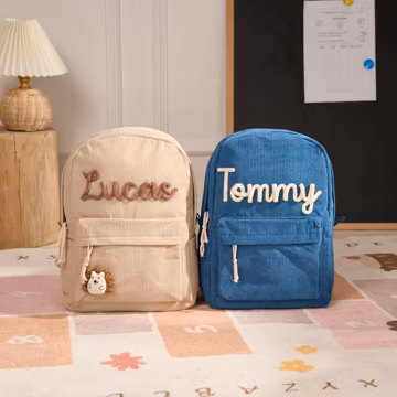 Personalized Corduroy Backpack Custom Name Toddler Preschool Kids School Bag Back to School Gift for Boy Girl