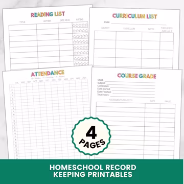 Homeschool Record Keeping Printables, Record Keeping Kit, Attendance Log PDF, Student Progress Log, Organized Homeschool Binder Set