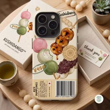 Japanese Dango Aesthetic Phone Case - Mochi Rice Dumpling Foodie Cover for iPhone - Kawaii Snack Art Samsung Galaxy Case - N0128