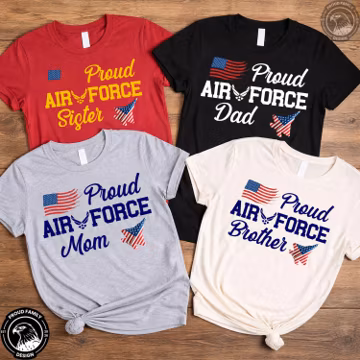 Proud Air Force Family T-Shirt, Personalized Airman Graduation Tee