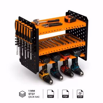 Wall Mounted Tool Organizer DXF File | Cordless Drill Holder | Cnc Laser Cut Files | Workshop Storage Rack | STEP PDF Digital Download
