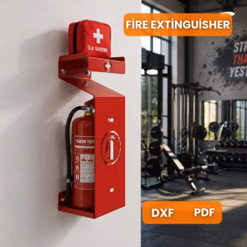 Fire Extinguisher Bracket DXF, First Aid Station Holder PDF, Laser Cut Sheet Metal Design, Wall Mounted Safety Station