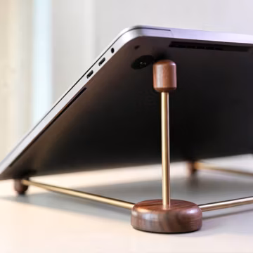 Laptop Stand Walnut Wood, Minimalist Ergonomic Riser, Modern MacBook Holder