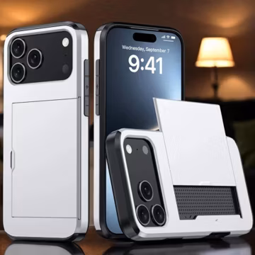 iPhone Case Hard PC Wallet with Card Slot Protective Phone Cover Everyday Carry
