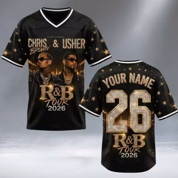 Custom R&B Tour Inspired Football Jersey, Chris Brown Shirt, Usher Tee, Usher Raymond And Chris Brown Shirt, Breezy Tee, Vintage Style Tee