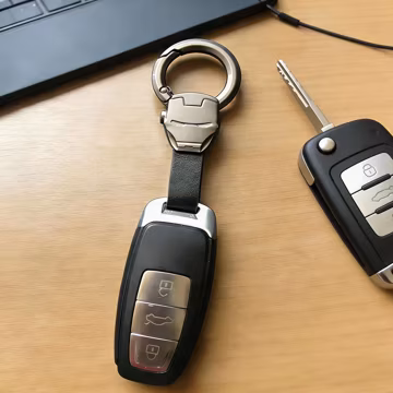 Leather Car Key Ring Metal Iron Man Keychain Auto Key Wristlet