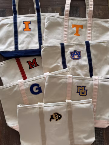 Custom College Tote, Embroidered University Gift, Graduation Gift
