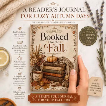 Booked for the Fall Hardcover Journal - Cozy Autumn Books Pumpkin Cottagecore Reading Gift for Her