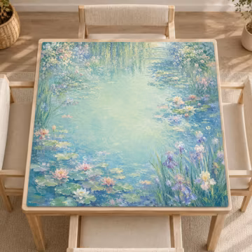 Mahjong Mat, Non-slip Tabletop Mat, Pondside Bloom Ripple ,Gift for Mahjong Lovers,Foldable Mahjong Mat with Storage Bag