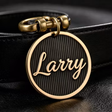 Custom Brass Pet ID Tag, Double Sided Engraved Dog Collar Charm