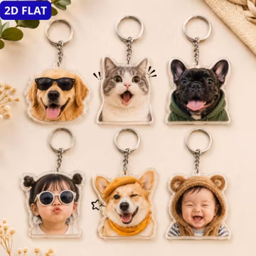 Personalized Pet Acrylic Keychain, Custom Dog Cat Photo Keychain, Acrylic Pet Memorial Gift, Custom Animal Keyring, Gift for Pet Lover