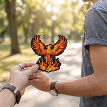Phoenix Rising Embroidered Patch, Fire Bird Iron On Jacket Patch, Mythical Creature Embroidery