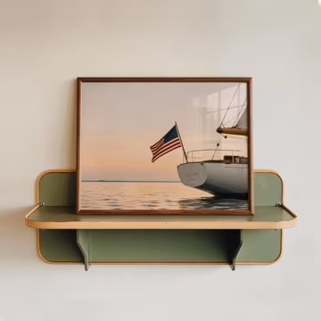4th of July Sailboat Print, Vintage Americana Wall Art, Patriotic American Flag Boat Poster, Coastal Independence Day Decor, Summer Artwork