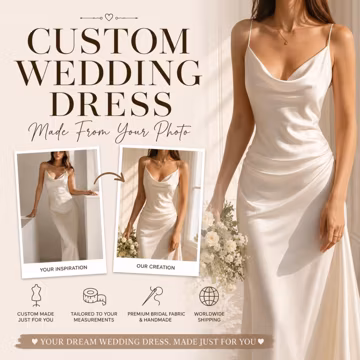 Custom Wedding Dress From Photo Personalized Bridal Gown Made to Measure Bespoke Wedding Gown Custom Bridal Dress Deposit