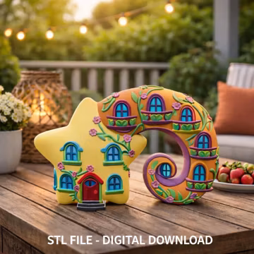 Fantasy Star House Magical Spiral Bookend STL File 3D Printable
