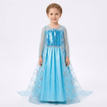 Girls Ice Queen Princess Dress | Frozen Elsa Inspired Costume | Birthday Party Gown Snowflake Cape Toddler Dress Up Halloween Cosplay