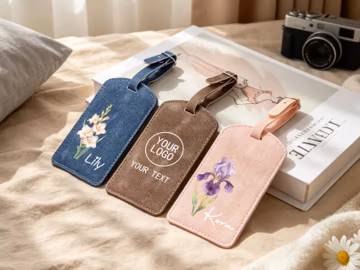 Personalized Luggage Tag with Birth Month Flower - Custom Travel Gift, personalized travel accessories, preppy gift for her, Your Logo