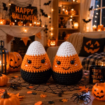 Candy Corn Crochet Pattern | Giant Low Sew Halloween Amigurumi PDF, Cute Beginner Fall Decor Stuffed Toy, Big Seasonal Crochet Project