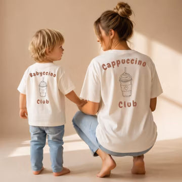 Partner Look T-Shirt “Babyccino Club” – Matching Set Mama & Mini – Mother Child Outfit – Family Matching – Gift for Mom Baby