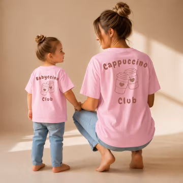 Partner Look T-Shirt “Babyccino Club” – Matching Set Mama & Mini – Mother Child Outfit – Family Matching – Gift for Mom Baby